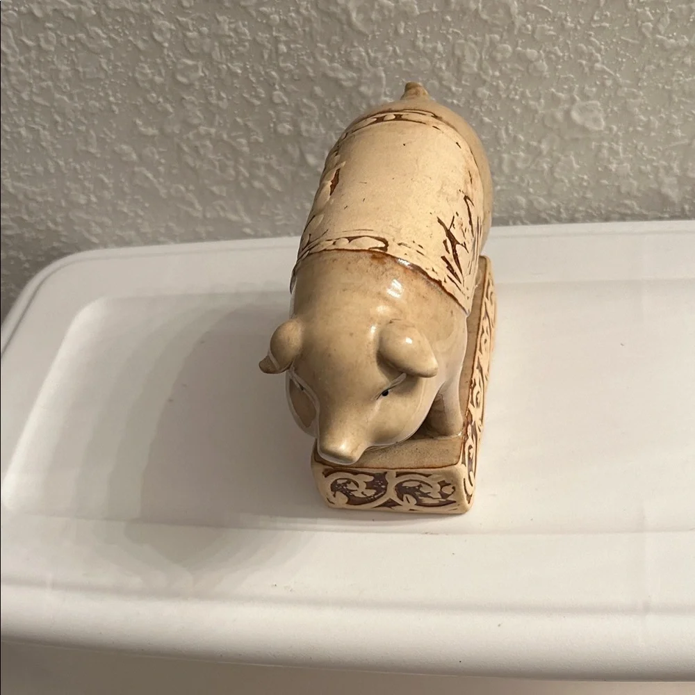 Rustic Cream Pig Figurine Farmhouse Chic